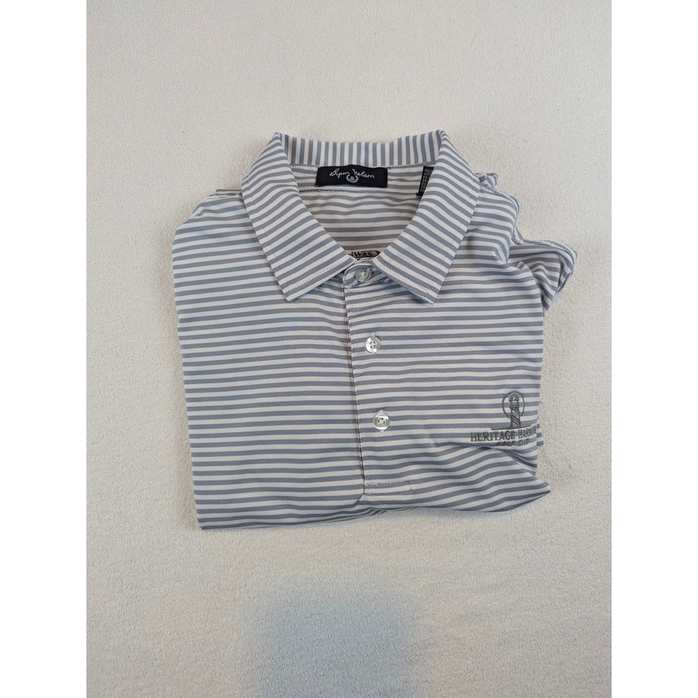 Byron Nelson Mens DriWay Striped Polo Shirt Heritage Harbour Golf Club Blue M - Picture 5 of 13
